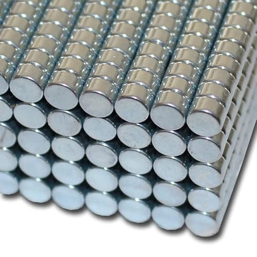 100 Neodym Magnete Ø4x3 mm NdFeB N42 Zn verzinkt - Haftkraft ca. 600 g - von Magnethandel