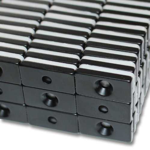 2 NEODYM QUADER MAGNETE 20x10x3 mm 3,5 mm BOHRUNG SENKUNG NORD SCHWARZ EPOXY N40 3 KG VERSCHRAUBEN HAUSHALT von Magnethandel