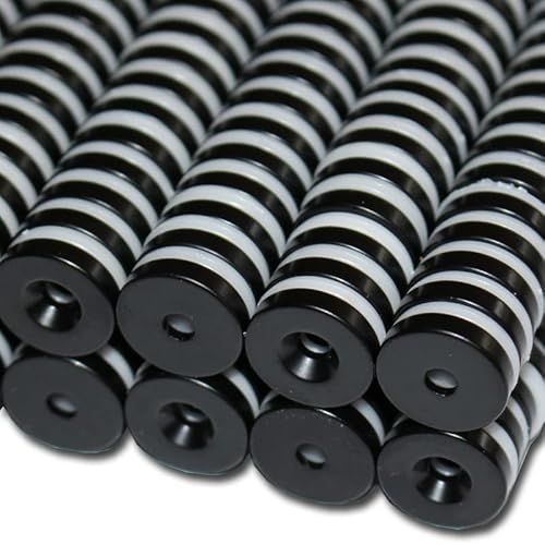 Magnethandel I 5 Stück Neodym Ringmagnete Ø 14 x Ø 3,5 x 3 mm Süd mit Bohrung und Senkung Schwarz Epoxy Starke Scheibenmagnete mit Bohrung Supermagnete Haftkraft 3kg Ringmagnete zum Verschrauben von Magnethandel