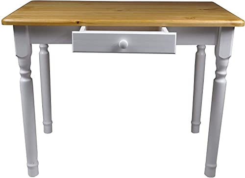 Magnetic Mobel Esstisch mit Schublade Küchentisch Tisch Massiv Kiefer Speisetisch massiv (60x100 cm, Erle) von Magnetic Mobel