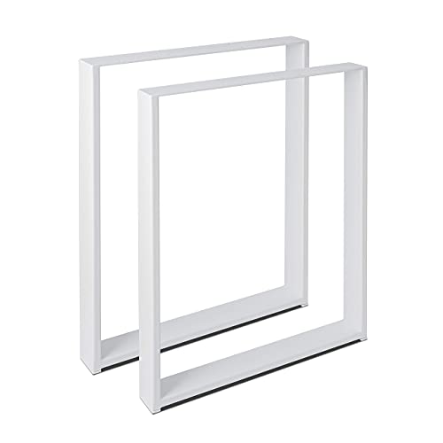 Magnetic Mobel 2 x Tischkufen aus Metall | Industrial Tischbeine in Schwarz Weiß & Rohstahl | Alle Größen für Esstisch Schreibtisch Couchtisch & Bank | DIY Tischgestell (50x72 cm Weiß) von Magnetic Mobel