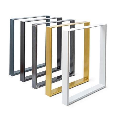 Magnetic Mobel 2 x Tischkufen aus Metall | Industrial Tischbeine in Schwarz Weiß & Rohstahl | Alle Größen für Esstisch Schreibtisch Couchtisch & Bank | DIY Tischgestell (Grau, 500x1000 (Bartisch)) von Magnetic Mobel