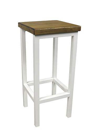 Magnetic Mobel Barhocker Stahl Holz Stuhl massiv Barstuhl Weiß modernes Design Metall Hocker Loft (Eiche, 70 cm) von Magnetic Mobel
