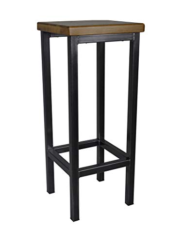 Magnetic Mobel Barhocker Stahl Holz massiv Barstuhl Industrial Design Metall Hocker H 78 cm (Eiche) von Magnetic Mobel