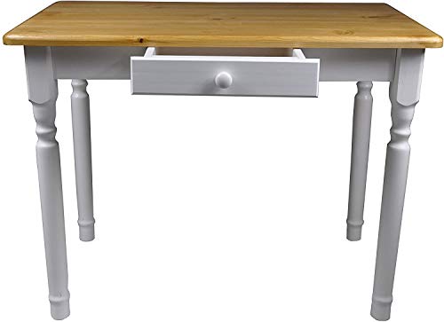 Magnetic Mobel Esstisch mit Schublade Küchentisch Tisch Massiv Kiefer Speisetisch massiv (50x80 cm, Erle) von Magnetic Mobel