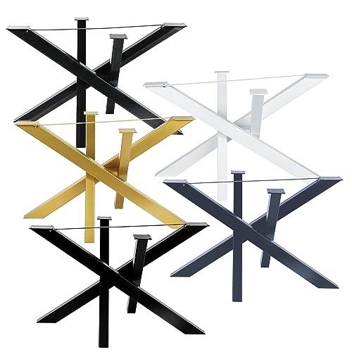 Magnetic Mobel TISCHGESTELL Lotus | Spider | Design Kreuzgestell Schwerlast massiv Tischkufen Stahl Tischbeine Metall | DIY Konferenztisch (L-size-115x65 cm, Schwarz) von Magnetic Mobel
