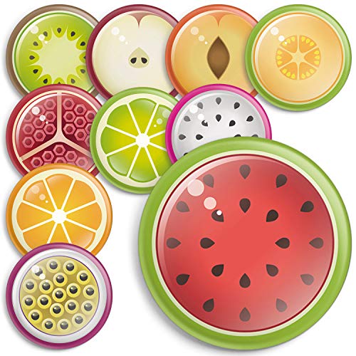 Kühlschrankmagnete Früchte - Obst Magnete für Magnettafel oder Whiteboard - 38mm Durchmesser, Glänzende Beschichtung von Magnetic Monkey
