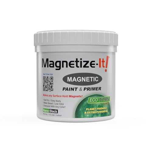Magnetize-It! Eco Titan Magnetische Wandfarbe mit Grundierung (wasserbasierend) - SCHWARZ | 0,5L | 500ml | Extra Haftung und Nachhaltig, Allzweck-Innenraumfarbe von Magnetize-It!