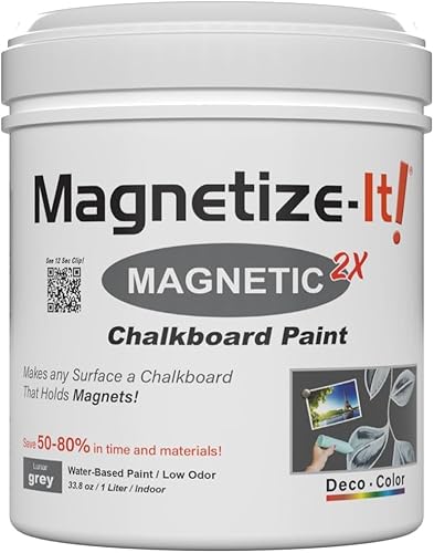 Magnetize-It! Magnetische Wand-/Kreidetafelfarbe (wasserbasierend) - GRAU - | 1L | 1000ml | Deco Color Extra Haftung, Flächenergiebig und Nachhaltig, Allzweck-Innenraumfarbe von Magnetize-It!