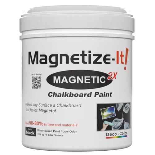 Magnetize-It! Magnetfarbe extra stark für Kreide & Magnet (schwarz, 1000ml) - Tafelfarbe magnetisch für ca. 3 qm Wand - magnetische Wandfarbe geeignet - Wand Tafellack, magnetische Farbe Magnettafel von Magnetize-It!