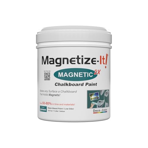 Magnetize-It! Magnetfarbe extra stark für Kreide & Magnet (grün, 1000ml) - Tafelfarbe magnetisch für ca. 3 qm Wand - magnetische Wandfarbe geeignet - Wand Tafellack, magnetische Farbe Magnettafel von Magnetize-It!