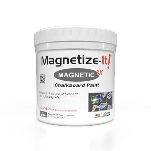 Magnetize-It! Magnetische Wand-/Kreidetafelfarbe (wasserbasierend) - GRAU - | 0,5L | 500ml | Deco Color Extra Haftung, Flächenergiebig und Nachhaltig, Allzweck-Innenraumfarbe von Magnetize-It!