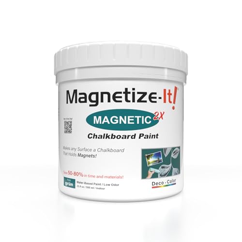 Magnetize-It! Magnetische Wand-/Kreidetafelfarbe (wasserbasierend) - GRÜN - | 0,5L | 500ml | Deco Color Extra Haftung, Flächenergiebig und Nachhaltig, Allzweck-Innenraumfarbe ​ ​ ​ ​ von Magnetize-It!