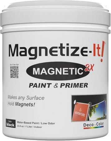 Magnetize-It! Magnetische Wandfarbe mit Grundierung (wasserbasierend) - SCHWARZ - | 1L | 1000ml | Deco Color Extra Haftung, Flaechenergiebig und Nachhaltig, Allzweck-Innenraumfarbe von Magnetize-It!