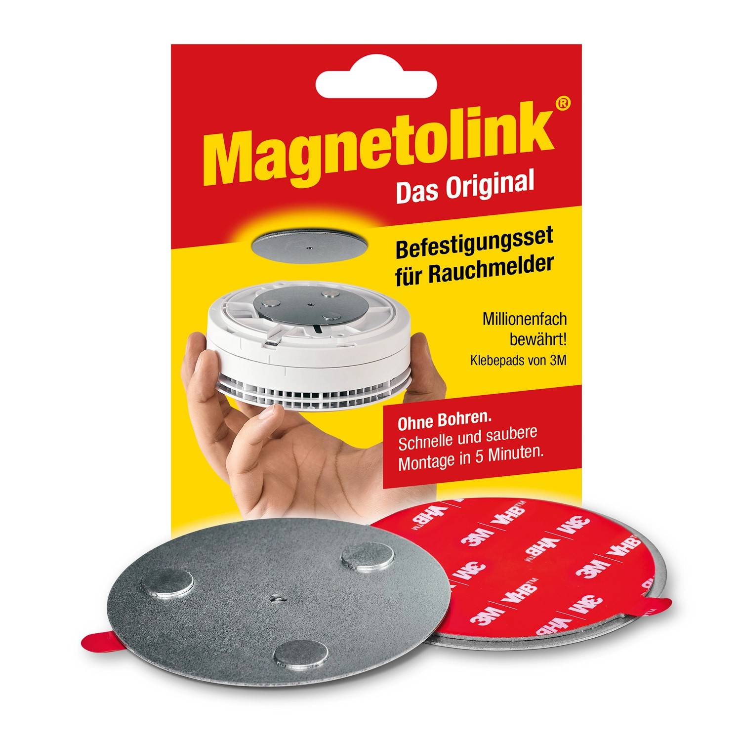 Magnetolink Magnetbefestigungs-Set für Rauchmelder ab Ø 70 mm Stahl Verzinkt von Magnetolink
