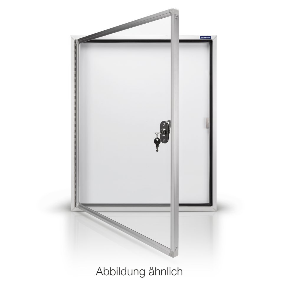 magnetoplan® Hängevitrine Außenschaukasten CC - 12xDIN A4 - Metallrückwand Weiß - Silber (1-St) von Magnetoplan