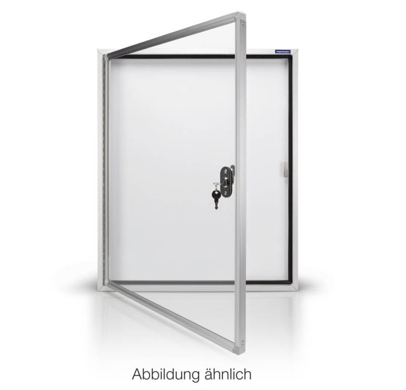 magnetoplan® Hängevitrine Außenschaukasten CC - 12xDIN A4 - Metallrückwand Weiß - Silber (1-St) von Magnetoplan