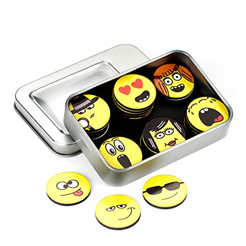 Emoji-Magnete, (30 St.;ø 2,5 cm), stark haftende Flach-Magnete, Smiley-Magnete, Kühlschrank-Magnete, Belohnungs-Magnete, extra großes Emoji-Set für jeden Tag im Monat Gute Laune von Magninte