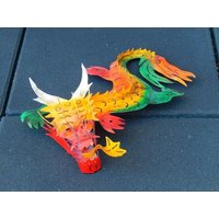 Drache Aus Metall Bunt 40 cm Wanddeko Wandbild Deko-Figur Eisen Blechfigur Skulptur Wandornament Feng Shui von MagnoKreativ