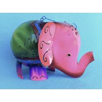 Elefant Xl Aus Metall 27 cm Metalldeko Dekofigur Eisenfigur Hängenelefant Deko Haus Garten Glück Pink Windlicht von MagnoKreativ