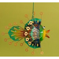 Fisch Kugelfisch Aus Metall Zum Hängen Metallfisch Dekofigur Garten 26 cm Hängefigur Skulptur Maritim Baddeko von MagnoKreativ