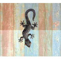 Gecko Eidechse Salamander Echse Wanddeko Gartendeko Antiksilber 30 cm Blechfigur Metall von MagnoKreativ