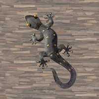 Gecko Eidechse Salamander Echse Wanddeko Metall Gartendeko Antiksilber 40 cm Blechfigur von MagnoKreativ