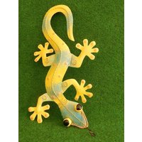 Gecko Eidechse Salamander Echse Wanddeko Metall Gelb-Türkis 40 cm Gartendeko Blechfigur Gecko Eidechse Salamander Echse Wanddeko Metall Gelb-Türkis 40 cm Gartendeko Blechfigur von MagnoKreativ