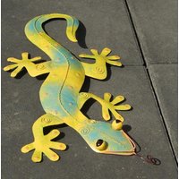 Gecko Eidechse Salamander Echse Wanddeko Metall Gelb-Türkis 50 cm Gartendeko Blechfigur Gecko Eidechse Salamander Echse Wanddeko Metall Gelb-Türkis 50 cm Gartendeko Blechfigur von MagnoKreativ