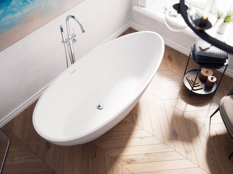 Magnolia Home Badewanne Freistehende Badewanne Iconic 190 Solid Stone Weiß matt von Magnolia Home