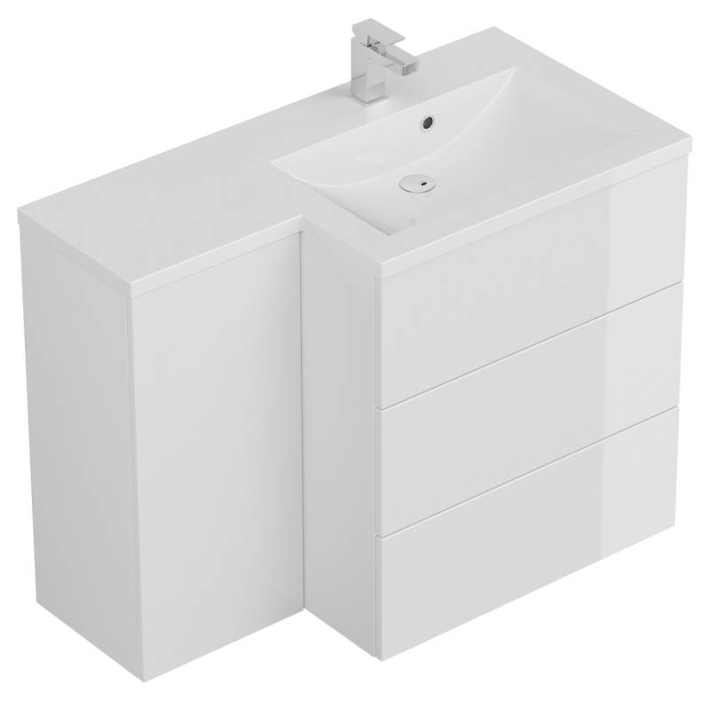 Magnolia Home Badmöbel-Set Badblock Adelia links SoftClose weiss hochglanz von Magnolia Home