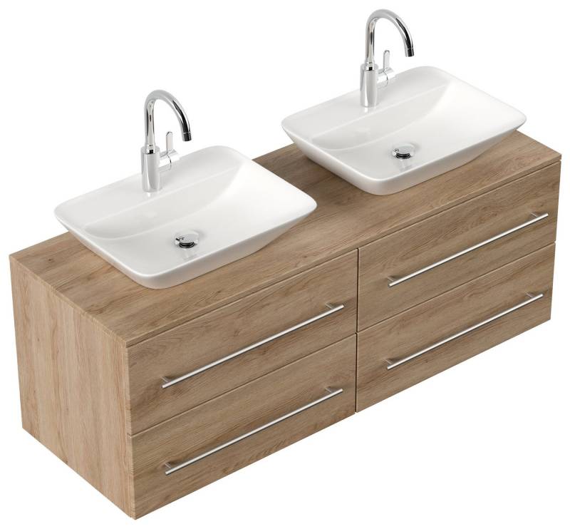 Magnolia Home Badmöbel-Set Badmöbel CHARLIE A 143cm mit zwei Aufsatzwaschbecken eiche hell von Magnolia Home