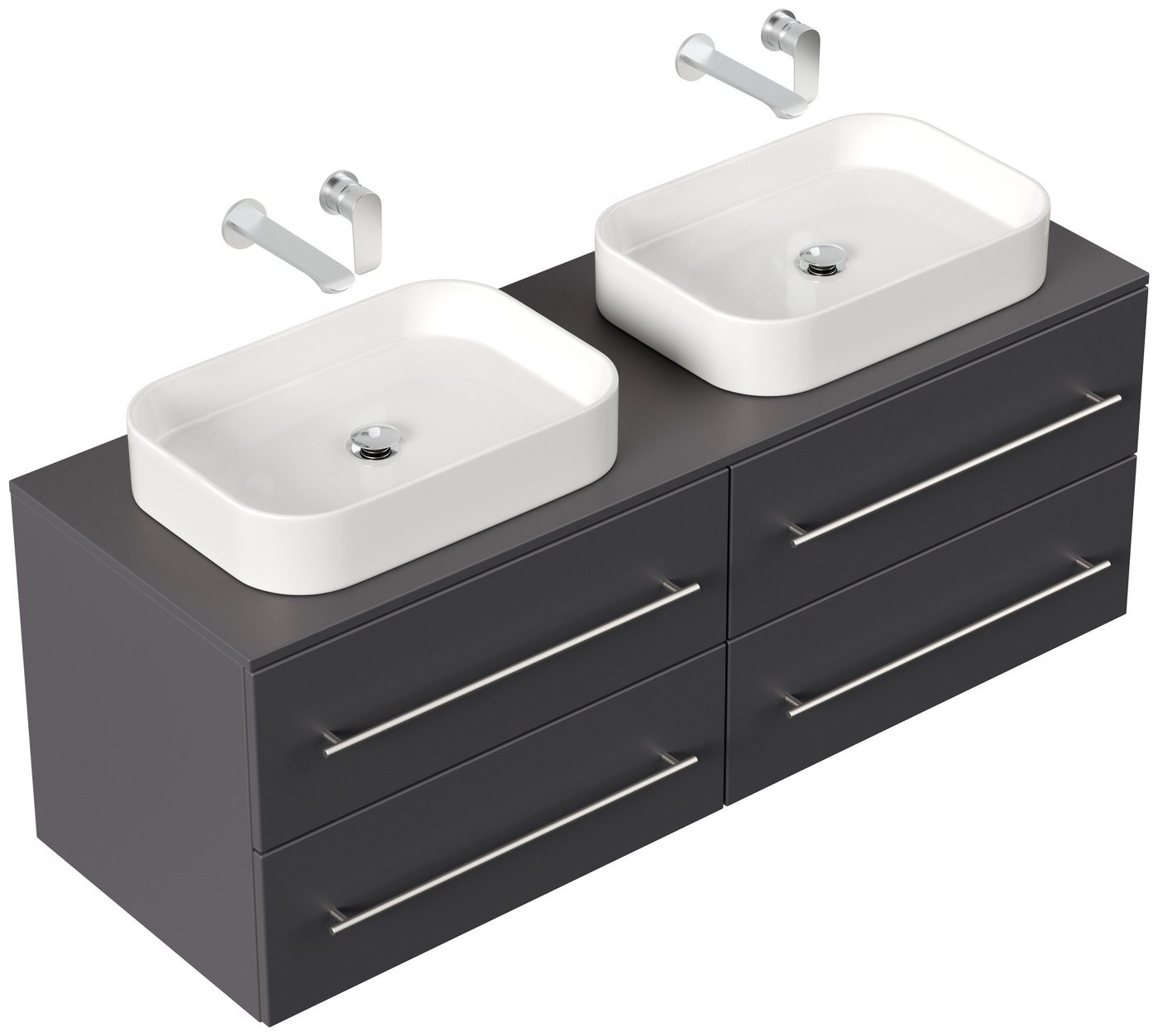 Magnolia Home Badmöbel-Set Badmöbel CHARLIE C 143cm mit zwei Aufsatzwaschbecken anthrazit Magnolia Home Badmöbel-Set Badmöbel CHARLIE C 143cm mit zwei Aufsatzwaschbecken anthrazit von Magnolia Home