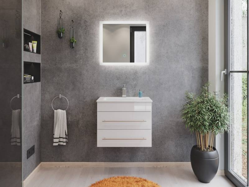 Magnolia Home Badmöbel-Set Badmöbel Mars 600 2-teilig mit LED Spiegel SlimLine weiss hochglanz Magnolia Home Badmöbel-Set Badmöbel Mars 600 2-teilig mit LED Spiegel SlimLine weiss hochglanz von Magnolia Home