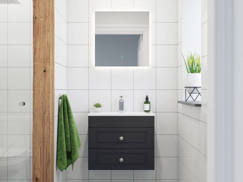 Magnolia Home Badmöbel-Set Badmöbel-Set Mars 600 Cottage SlimLine LED-Spiegel SoftClose anthrazit von Magnolia Home