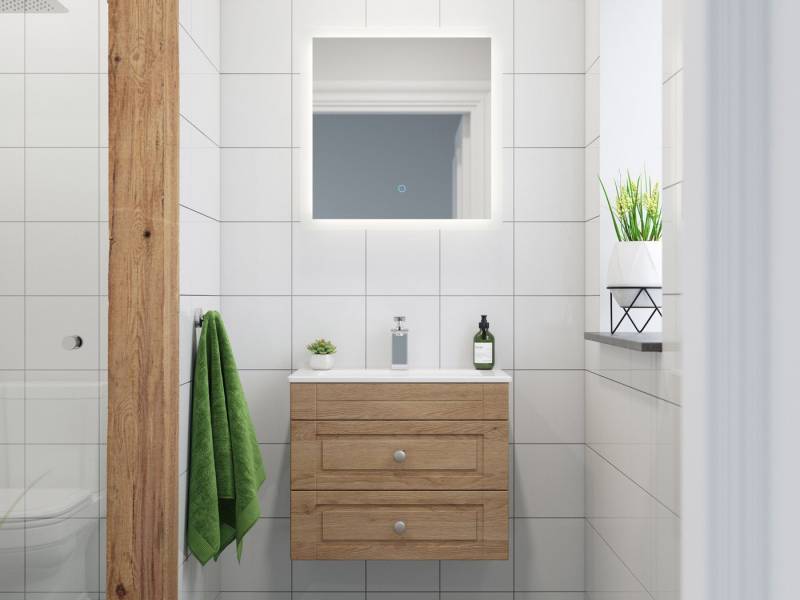 Magnolia Home Badmöbel-Set Badmöbel-Set Mars 600 Cottage SlimLine LED-Spiegel SoftClose eiche hel von Magnolia Home