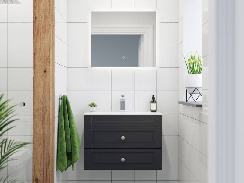 Magnolia Home Badmöbel-Set Badmöbel-Set Mars 700 Cottage SlimLine LED-Spiegel anthrazit von Magnolia Home