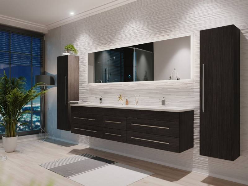 Magnolia Home Badmöbel-Set Badmöbelset Colossos 200 4-teilig m. LED-Spiegel SoftClose anthrazit g von Magnolia Home