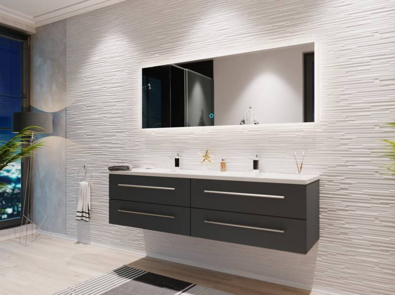 Magnolia Home Badmöbel-Set Badmöbelset Colossos160 2-teilig LED Spiegel grafit von Magnolia Home