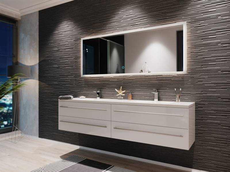 Magnolia Home Badmöbel-Set Badmöbelset Colossos180 2-teilig LED Spiegel weiss hochglanz von Magnolia Home