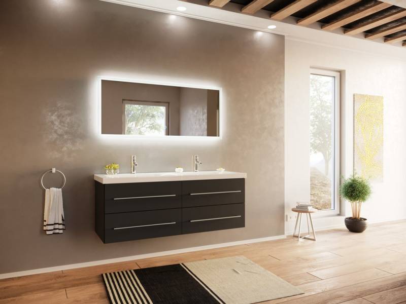 Magnolia Home Badmöbel-Set Badmöbelset Persepolis XL 2-teilig LED-Spiegel grafit von Magnolia Home