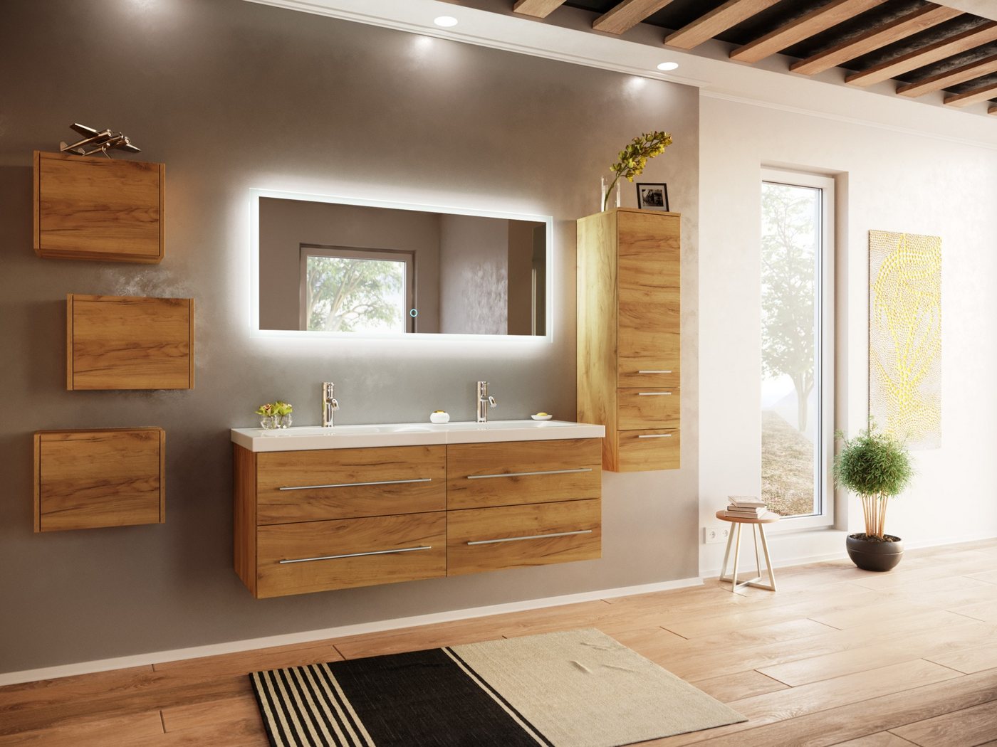 Magnolia Home Badmöbel-Set Badmöbelset Persepolis XL 4-teilig LED-Spiegel Seitenschrank 3er Boxen Magnolia Home Badmöbel-Set Badmöbelset Persepolis XL 4-teilig LED-Spiegel Seitenschrank 3er Boxen von Magnolia Home