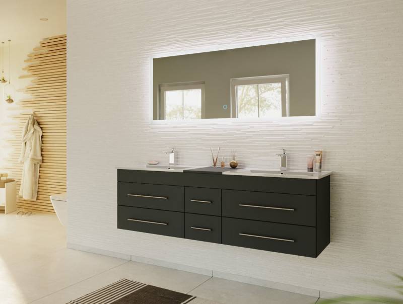 Magnolia Home Badmöbel-Set Badmöbelset Roma XL 2-teilig mit LED Spiegel grafit von Magnolia Home