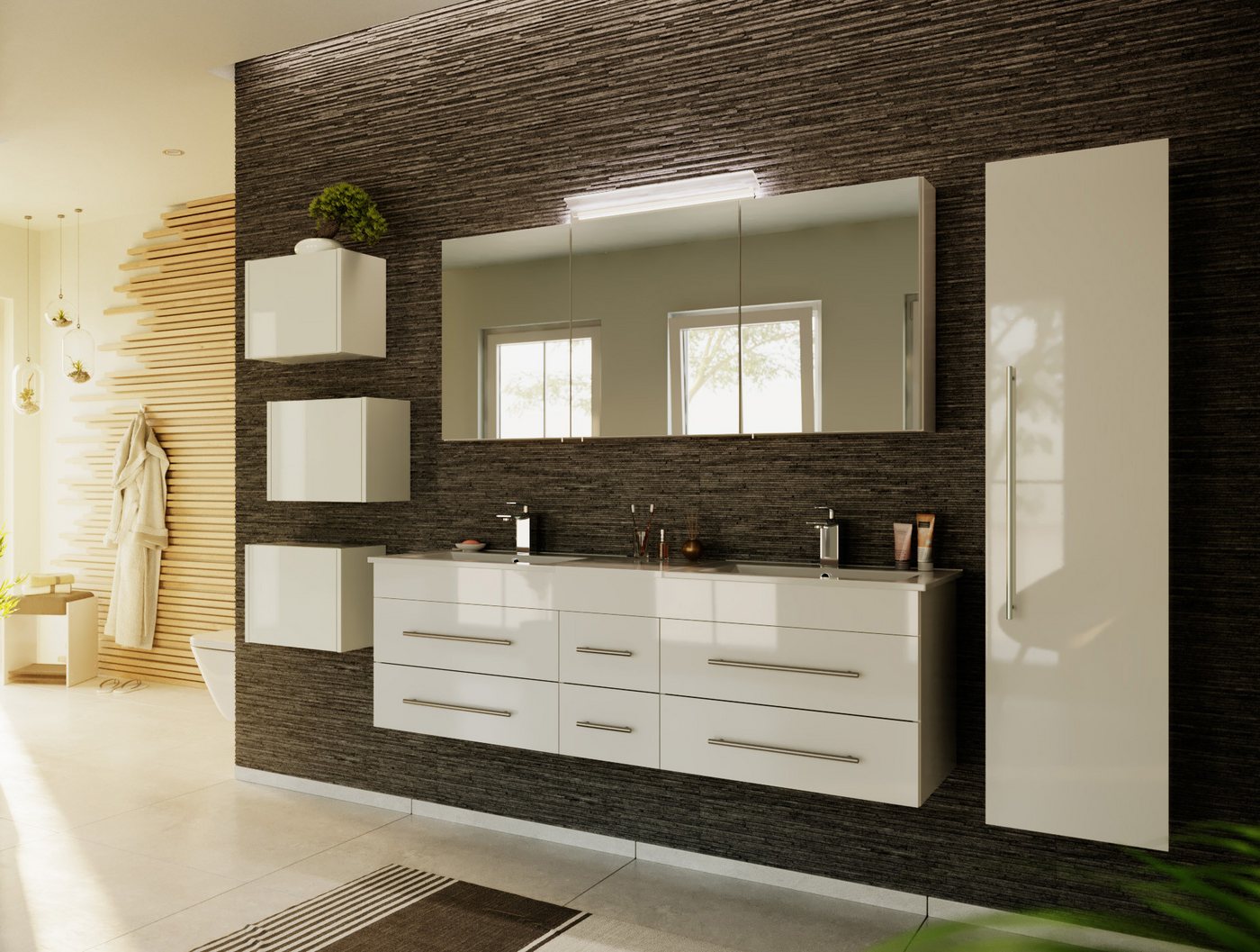 Magnolia Home Badmöbel-Set Badmöbelset Roma XL 4-teilig Spiegelschrank Hochschrank 3er Boxen weis Magnolia Home Badmöbel-Set Badmöbelset Roma XL 4-teilig Spiegelschrank Hochschrank 3er Boxen weis von Magnolia Home