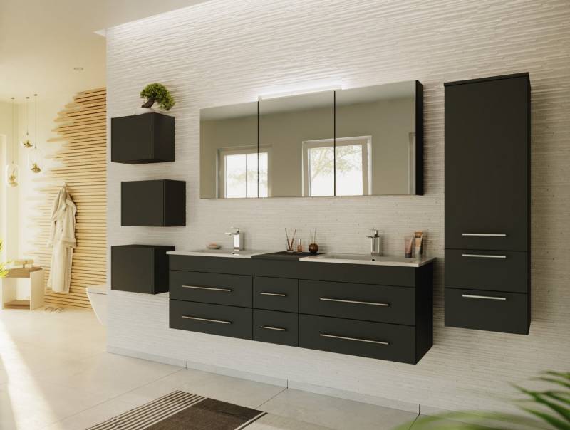 Magnolia Home Badmöbel-Set Badmöbelset Roma XL 4-teilig Spiegelschrank Seitenschrank 3er Boxen gr von Magnolia Home