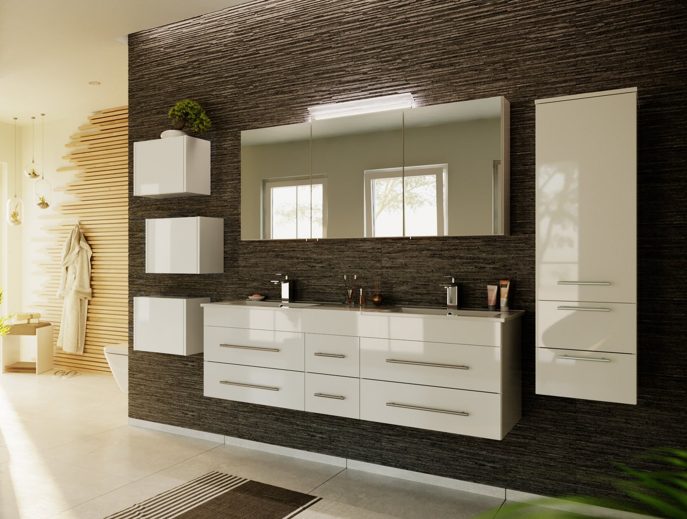 Magnolia Home Badmöbel-Set Badmöbelset Roma XL 4-teilig Spiegelschrank Seitenschrank 3er Boxen we Magnolia Home Badmöbel-Set Badmöbelset Roma XL 4-teilig Spiegelschrank Seitenschrank 3er Boxen we von Magnolia Home