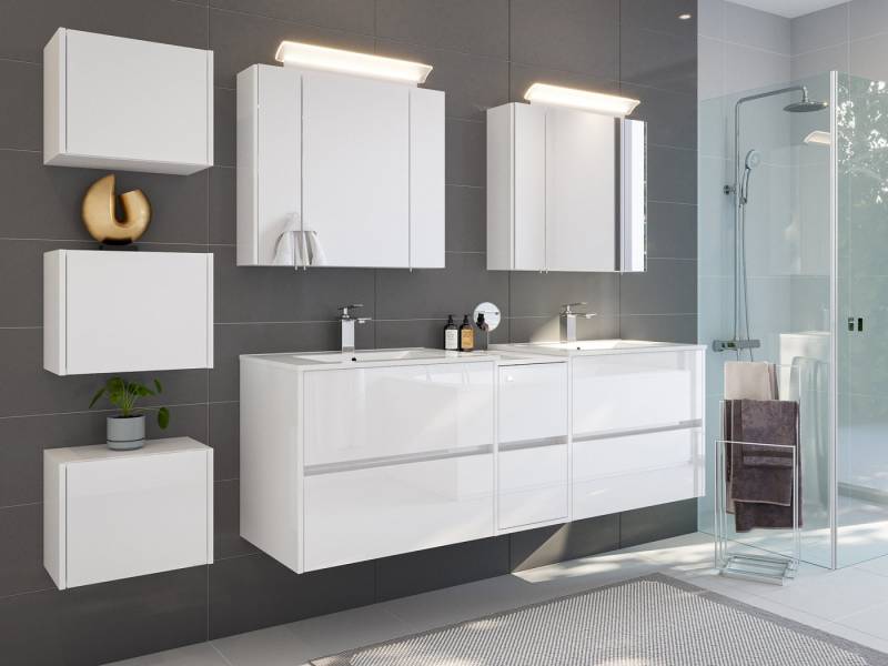 Magnolia Home Badmöbel-Set Badmöbelset Taifun 170cm 4tlg mit 2x Spiegelschrank & 3er Boxen Set we Magnolia Home Badmöbel-Set Badmöbelset Taifun 170cm 4tlg mit 2x Spiegelschrank & 3er Boxen Set we von Magnolia Home