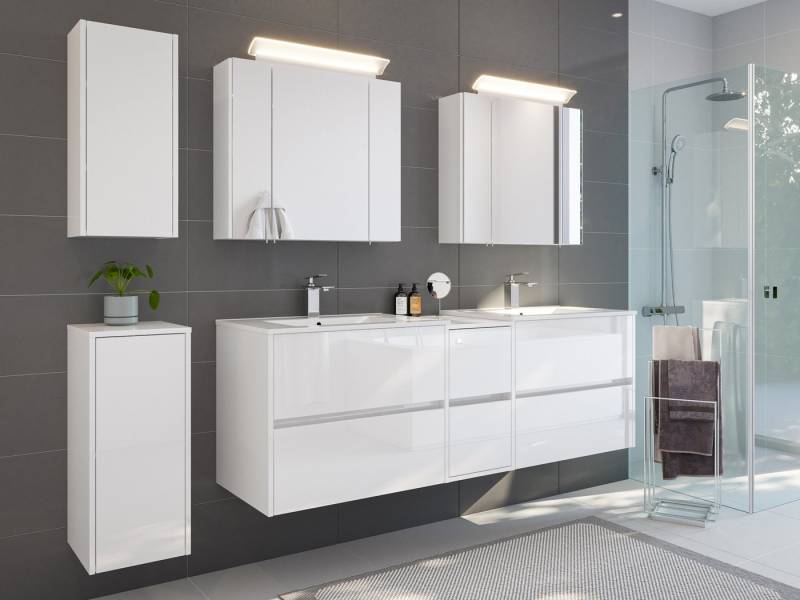 Magnolia Home Badmöbel-Set Badmöbelset Taifun 170cm 5tlg mit 2x Spiegelschrank & 2x Badschrank we Magnolia Home Badmöbel-Set Badmöbelset Taifun 170cm 5tlg mit 2x Spiegelschrank & 2x Badschrank we von Magnolia Home