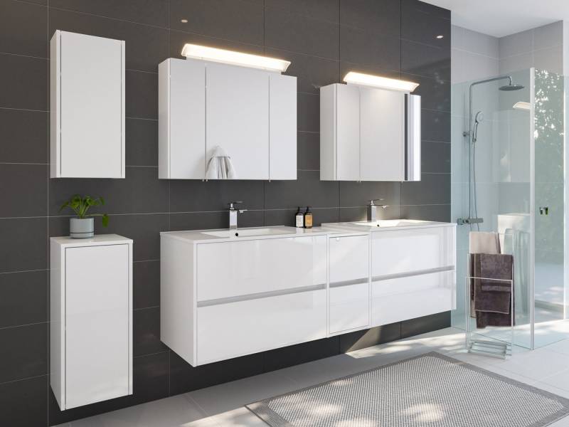 Magnolia Home Badmöbel-Set Badmöbelset Taifun 190cm 5tlg mit 2x Spiegelschrank & 2x Badschrank we Magnolia Home Badmöbel-Set Badmöbelset Taifun 190cm 5tlg mit 2x Spiegelschrank & 2x Badschrank we von Magnolia Home