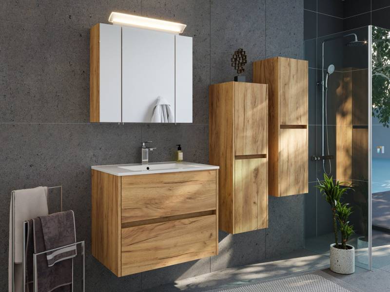 Magnolia Home Badmöbel-Set Badmöbelset Taifun 70cm 4tlg mit Spiegelschrank & 2x Seitenschrank eic Magnolia Home Badmöbel-Set Badmöbelset Taifun 70cm 4tlg mit Spiegelschrank & 2x Seitenschrank eic von Magnolia Home